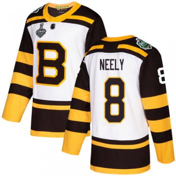 Men's Boston Bruins #8 Cam Neely White Authentic 2019 Winter Classic 2019 Stanley Cup Final Bound Stitched Hockey Jersey