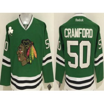 Men's Chicago Blackhawks #50 Corey Crawford Green Hockey Jersey