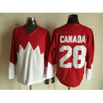 Men's Team Canada #28 Canada 1972 CCM Throwback Hockey Red Jersey