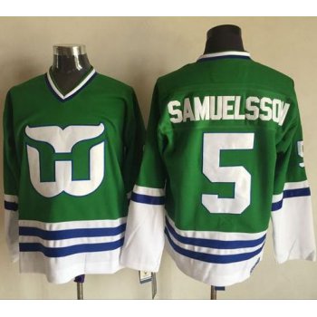 Whalers #5 Ulf Samuelsson Green CCM Throwback Stitched NHL Jersey