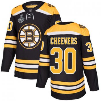 Men's Boston Bruins #30 Gerry Cheevers Black Home Authentic 2019 Stanley Cup Final Bound Stitched Hockey Jersey