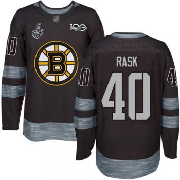 Men's Boston Bruins #40 Tuukka Rask Black 1917-2017 100th Anniversary 2019 Stanley Cup Final Bound Stitched Hockey Jersey