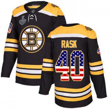 Men's Boston Bruins #40 Tuukka Rask Black Home Authentic USA Flag 2019 Stanley Cup Final Bound Stitched Hockey Jersey
