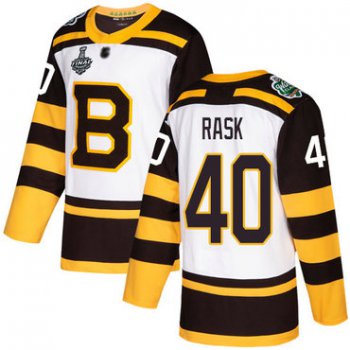 Men's Boston Bruins #40 Tuukka Rask White Authentic 2019 Winter Classic 2019 Stanley Cup Final Bound Stitched Hockey Jersey