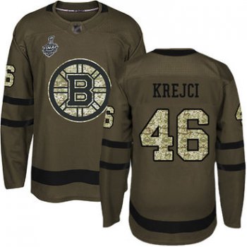 Men's Boston Bruins #46 David Krejci Green Salute to Service 2019 Stanley Cup Final Bound Stitched Hockey Jersey
