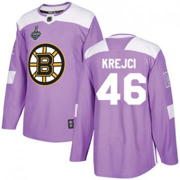 Men's Boston Bruins #46 David Krejci Purple Authentic Fights Cancer 2019 Stanley Cup Final Bound Stitched Hockey Jersey