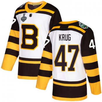 Men's Boston Bruins #47 Torey Krug White Authentic 2019 Winter Classic 2019 Stanley Cup Final Bound Stitched Hockey Jersey