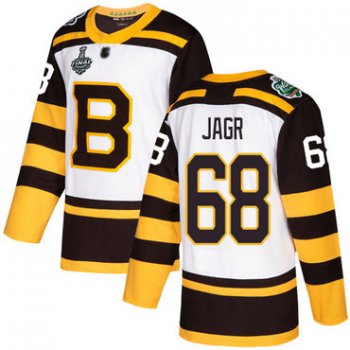 Men's Boston Bruins #68 Jaromir Jagr White Authentic 2019 Winter Classic 2019 Stanley Cup Final Bound Stitched Hockey Jersey
