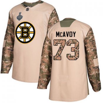 Men's Boston Bruins #73 Charlie McAvoy Camo Authentic 2017 Veterans Day 2019 Stanley Cup Final Bound Stitched Hockey Jersey