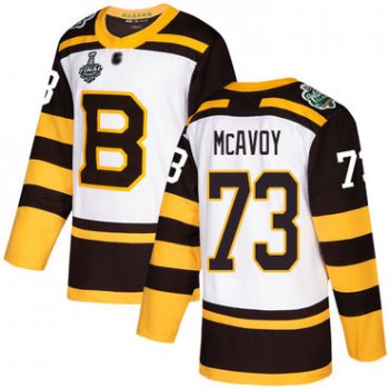 Men's Boston Bruins #73 Charlie McAvoy White Authentic 2019 Winter Classic 2019 Stanley Cup Final Bound Stitched Hockey Jersey