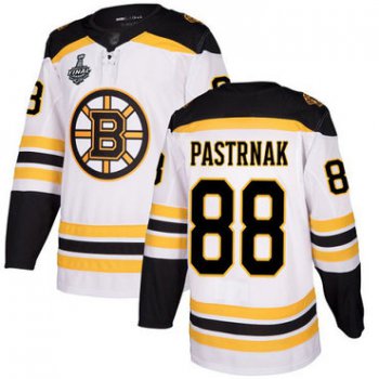 Men's Boston Bruins #88 David Pastrnak White Road Authentic 2019 Stanley Cup Final Bound Stitched Hockey Jersey