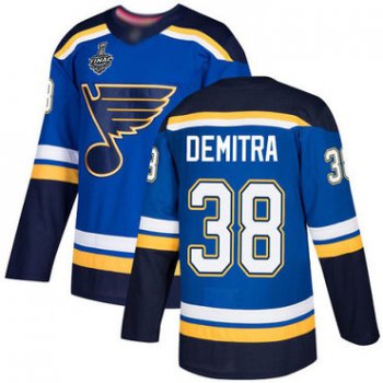 Men's St. Louis Blues #38 Pavol Demitra Blue Home Authentic 2019 Stanley Cup Final Bound Stitched Hockey Jersey