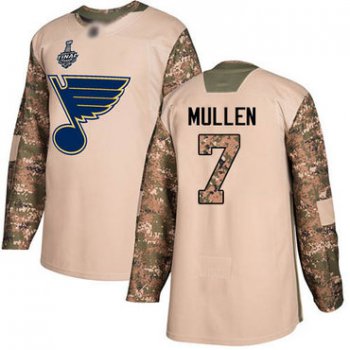 Men's St. Louis Blues #7 Joe Mullen Camo Authentic 2017 Veterans Day 2019 Stanley Cup Final Bound Stitched Hockey Jersey