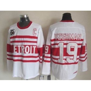 Detroit Red Wings #19 Steve Yzerman White 75TH Throwback CCM Jersey