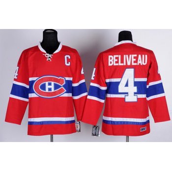 Montreal Canadiens #4 Jean Beliveau Red Throwback CCM Jersey