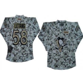 Pittsburgh Penguins #58 Kris Letang White Camo Jersey