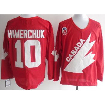 Team Canada #10 Dale Hawerchuk 1991 Olympic Red Throwback CCM Jersey