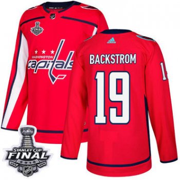 Adidas Capitals #19 Nicklas Backstrom Red Home Authentic 2018 Stanley Cup Final Stitched NHL Jersey