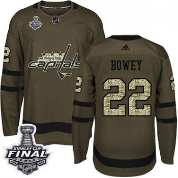 Adidas Capitals #22 Madison Bowey Green Salute to Service 2018 Stanley Cup Final Stitched NHL Jersey