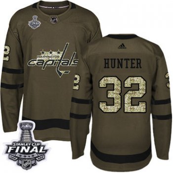 Adidas Capitals #32 Dale Hunter Green Salute to Service 2018 Stanley Cup Final Stitched NHL Jersey