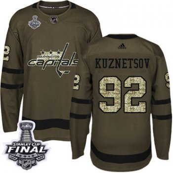 Adidas Capitals #92 Evgeny Kuznetsov Green Salute to Service 2018 Stanley Cup Final Stitched NHL Jersey