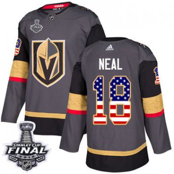 Adidas Golden Knights #18 James Neal Grey Home Authentic USA Flag 2018 Stanley Cup Final Stitched NHL Jersey