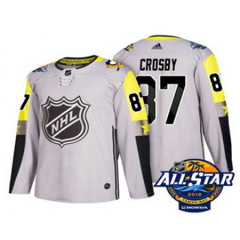 Men's Pittsburgh Penguins #87 Sidney Crosby Grey 2018 NHL All-Star Stitched Ice Hockey Jersey