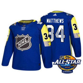 Men's Toronto Maple Leafs #34 Auston Matthews Blue 2018 NHL All-Star Stitched Ice Hockey Jersey