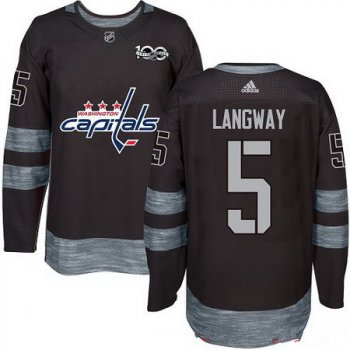 Men's Washington Capitals #5 Rod Langway Black 100th Anniversary Stitched NHL 2017 adidas Hockey Jersey