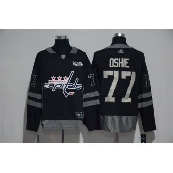 Men's Washington Capitals #77 T.J. Oshie Black 100th Anniversary Stitched NHL 2017 adidas Hockey Jersey
