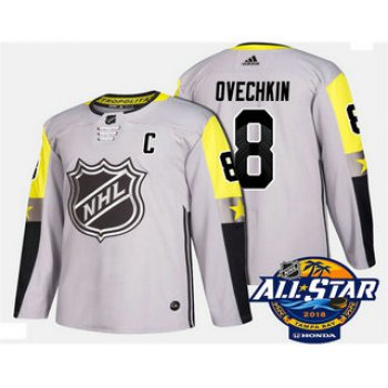 Men's Washington Capitals #8 Alex Ovechkin Grey 2018 NHL All-Star Stitched Ice Hockey Jersey