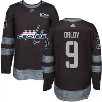 Men's Washington Capitals #9 Dmitry Orlov Black 100th Anniversary Stitched NHL 2017 adidas Hockey Jersey