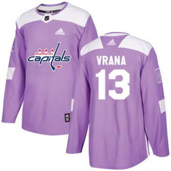 Adidas Capitals #13 Jakub Vrana Purple Authentic Fights Cancer Stitched NHL Jersey