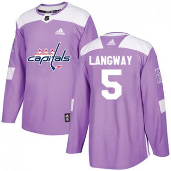 Adidas Capitals #5 Rod Langway Purple Authentic Fights Cancer Stitched NHL Jersey