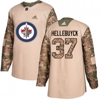 Adidas Jets #37 Connor Hellebuyck Camo Authentic 2017 Veterans Day Stitched NHL Jersey