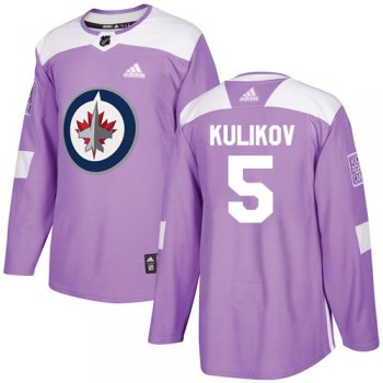 Adidas Jets #5 Dmitry Kulikov Purple Authentic Fights Cancer Stitched NHL Jersey