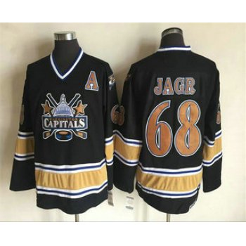 Men's Washington Capitals #68 Jaromir Jagr 2000-01 Black CCM Vintage Throwback Jersey