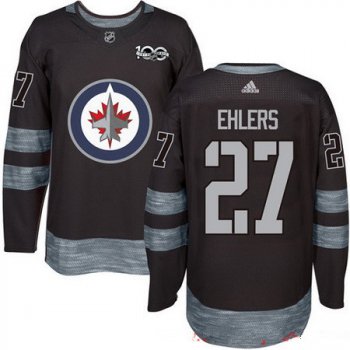 Men's Winnipeg Jets #27 Nikolaj Ehlers Black 100th Anniversary Stitched NHL 2017 adidas Hockey Jersey