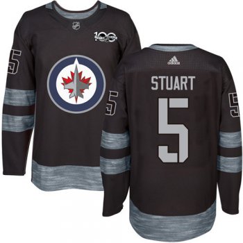 Men's Winnipeg Jets #5 Mark Stuart Black 100th Anniversary Stitched NHL 2017 adidas Hockey Jersey
