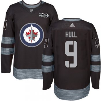 Men's Winnipeg Jets #9 Bobby Hull Black 100th Anniversary Stitched NHL 2017 adidas Hockey Jersey