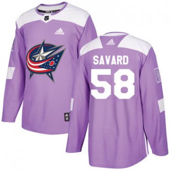 Adidas Blue Jackets #58 David Savard Purple Authentic Fights Cancer Stitched NHL Jersey