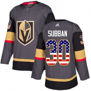 Adidas Golden Knights #30 Malcolm Subban Grey Home Authentic USA Flag Stitched NHL Jersey