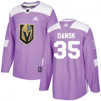 Adidas Golden Knights #35 Oscar Dansk Purple Authentic Fights Cancer Stitched NHL Jersey