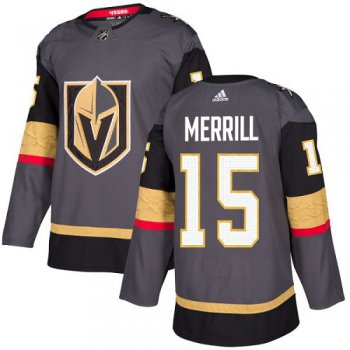 Adidas Vegas Golden Knights #15 Men's Jon Merrill Authentic Gray Home NHL Jersey