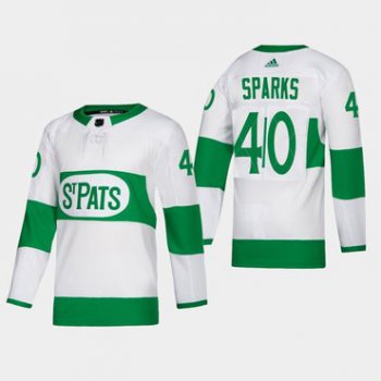 Men's Toronto Maple Leafs #40 Garret Sparks Toronto St. Pats Road Authentic Player White Jersey