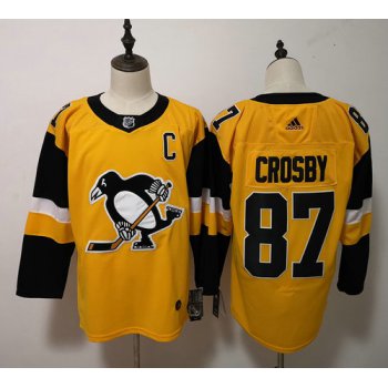 Adidas Pittsburgh Penguins #87 Sidney Crosby Yellow Alternate Stitched NHL Jersey