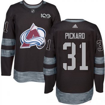 Men's Colorado Avalanche #31 Calvin Pickard Black 100th Anniversary Stitched NHL 2017 adidas Hockey Jersey