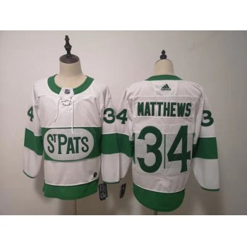 Men's Toronto Maple Leafs #34 Auston Matthews St. Pats Road Authentic Player White Jersey