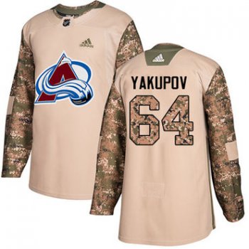 Adidas Avalanche #64 Nail Yakupov Camo Authentic 2017 Veterans Day Stitched NHL Jersey