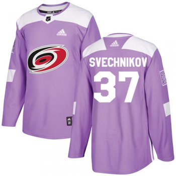 Adidas Carolina Hurricanes #37 Andrei Svechnikov Purple Authentic Fights Cancer Stitched NHL Jersey